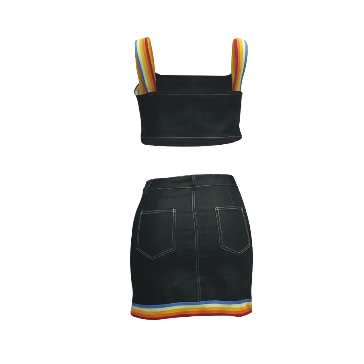 Women's Summer Casual Sheath Denim Two-Piece Dress