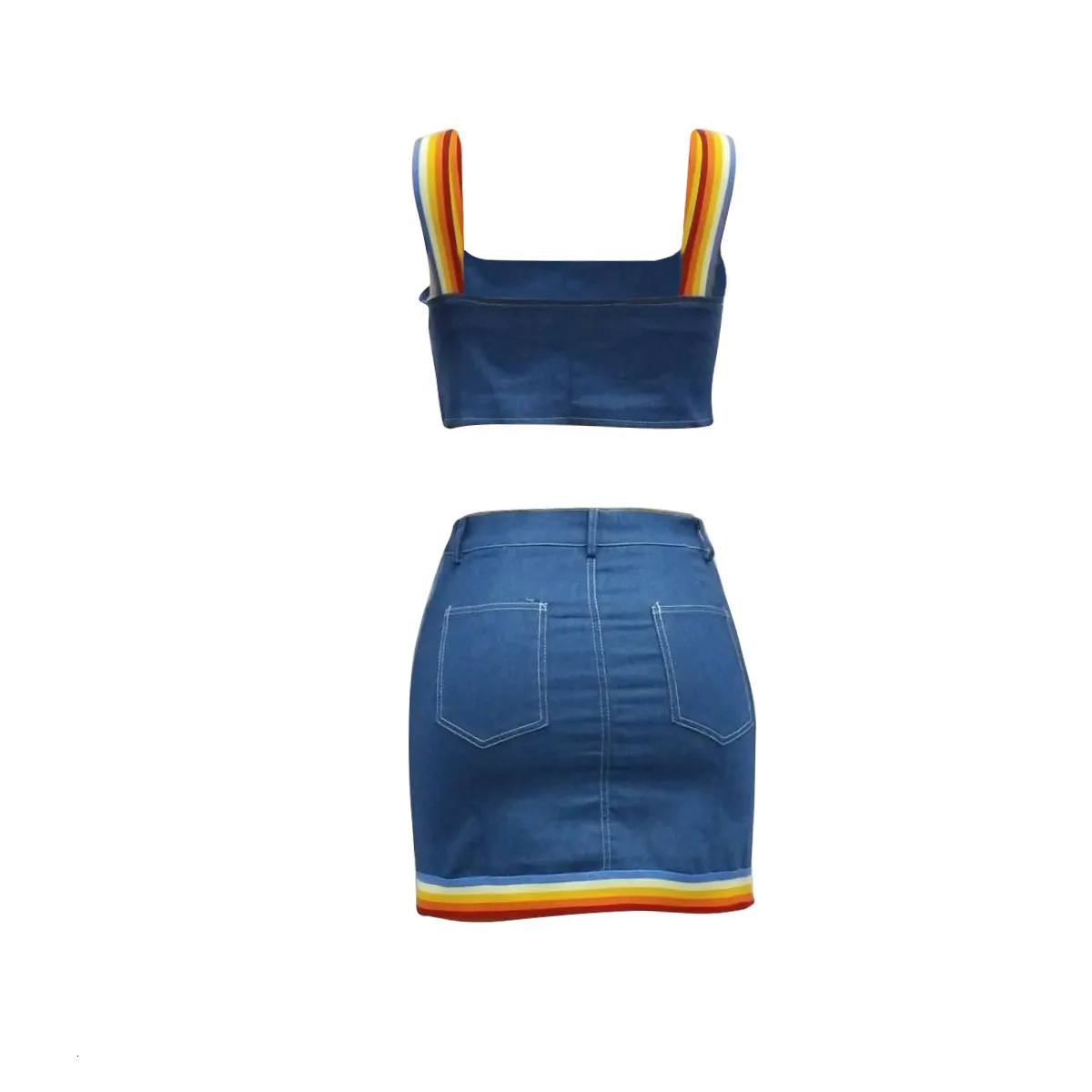 Women's Summer Casual Sheath Denim Two-Piece Dress