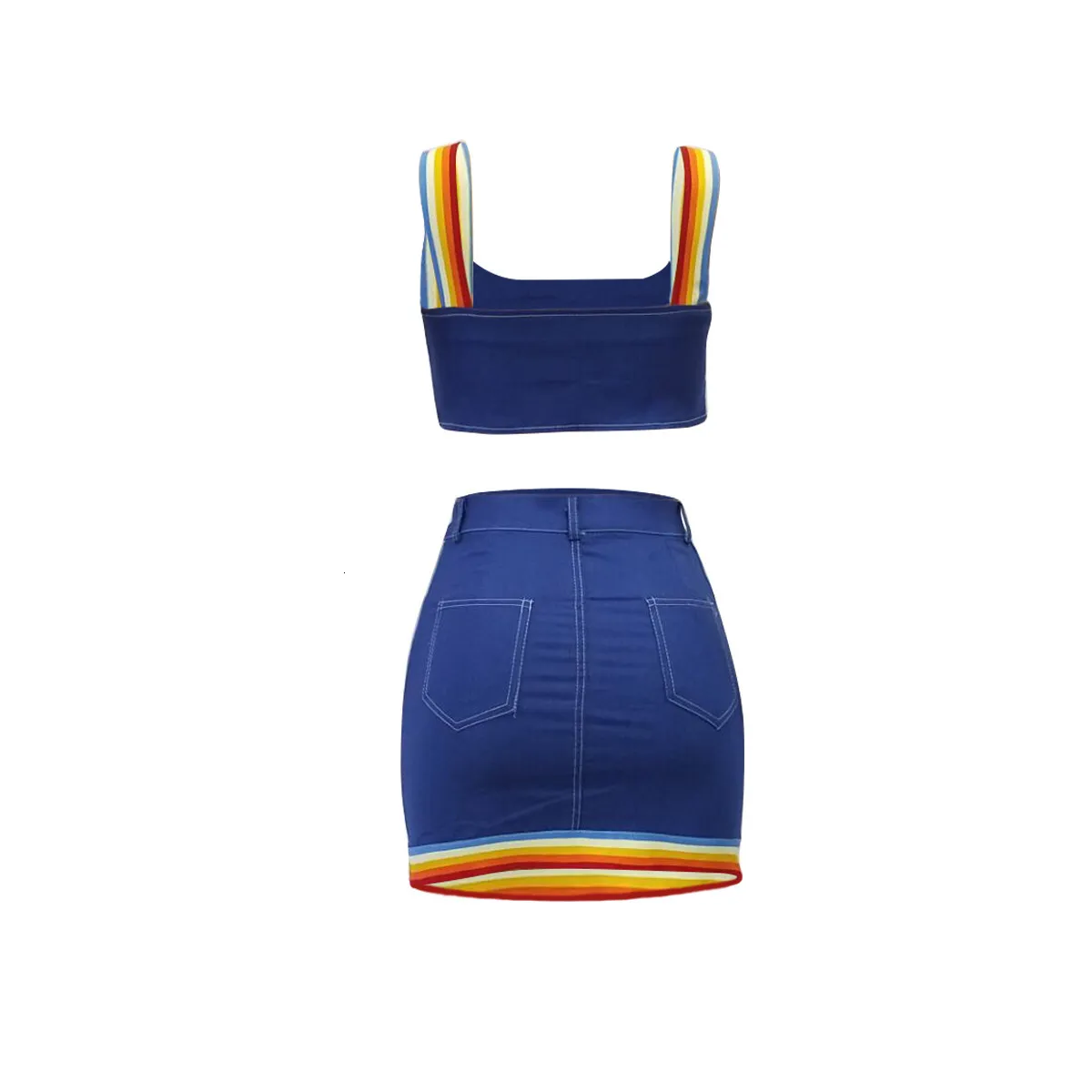 Women's Summer Casual Sheath Denim Two-Piece Dress