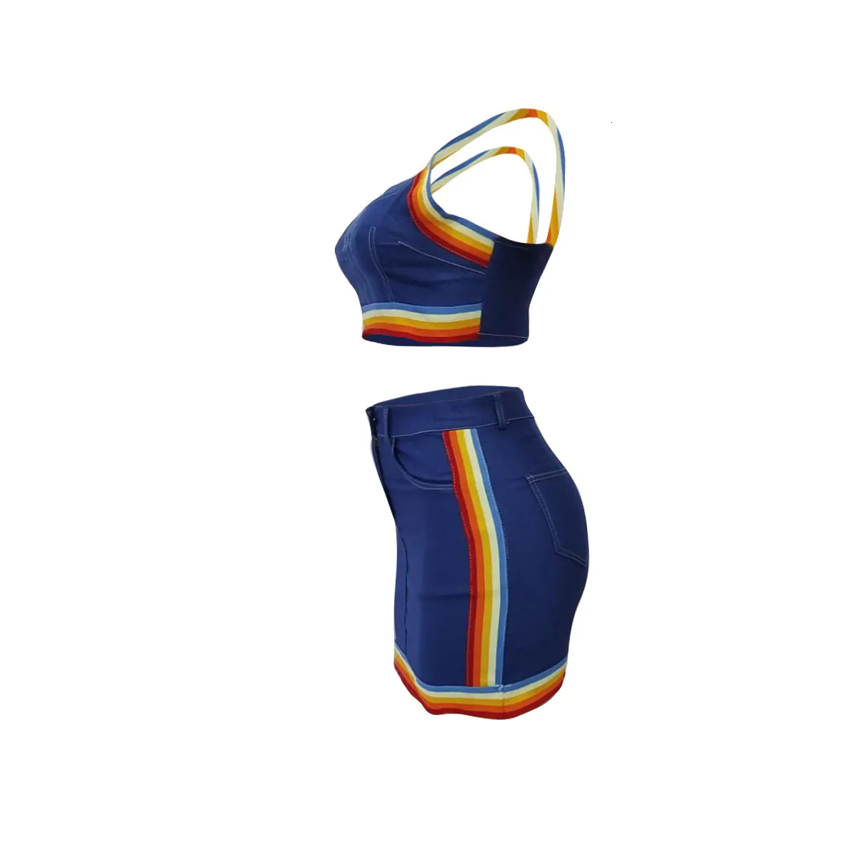 Women's Summer Casual Sheath Denim Two-Piece Dress