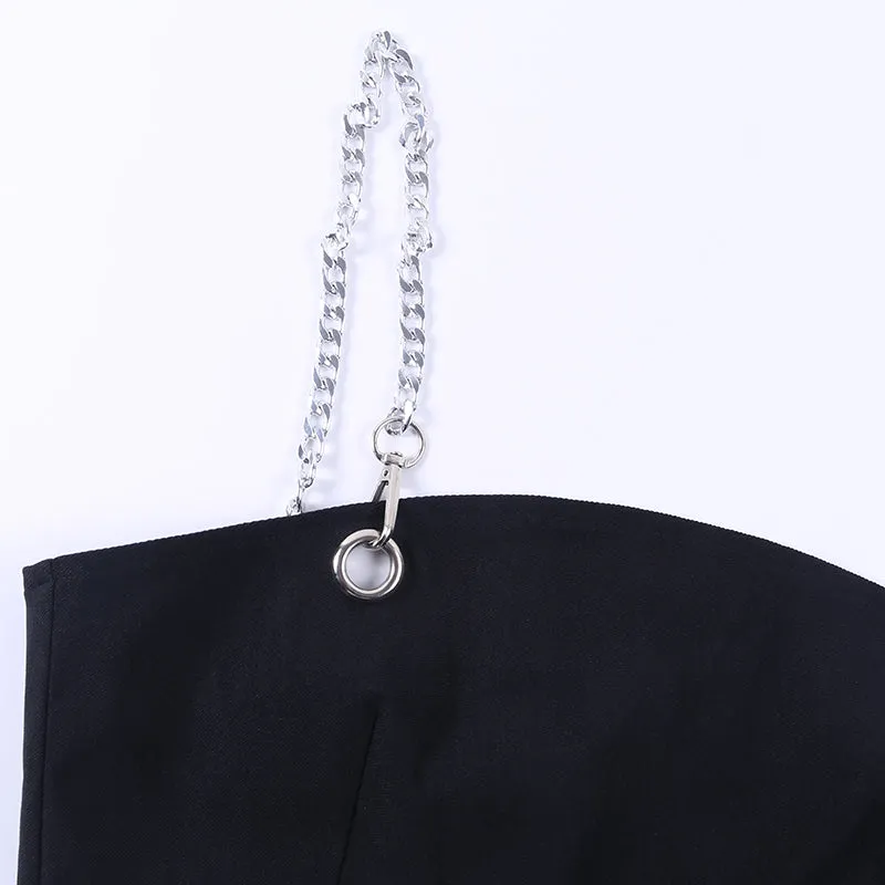 Women's Summer Casual Solid Slim Two-Piece Dress With Chains