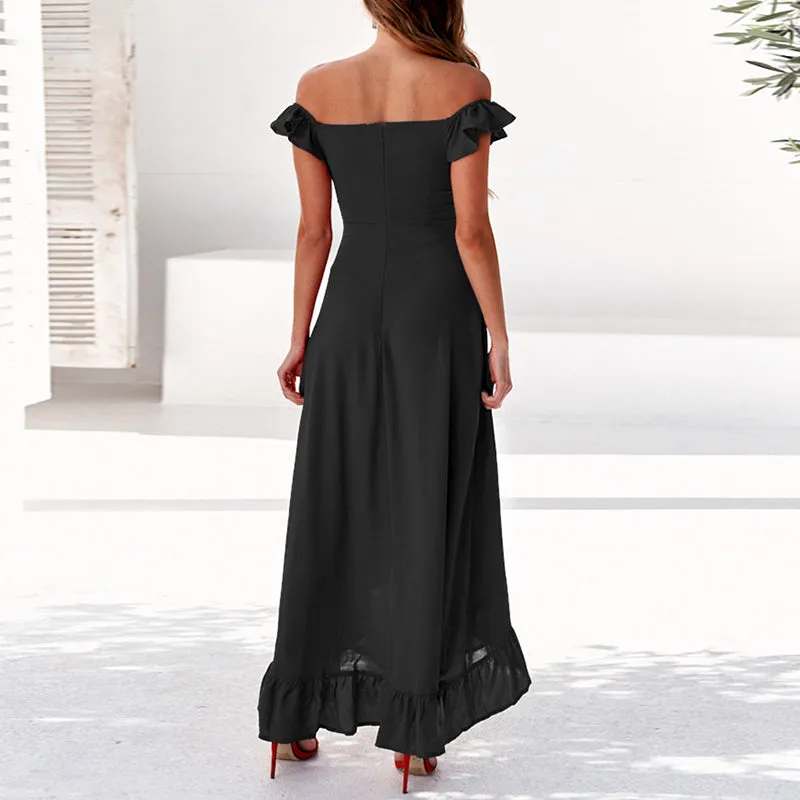 Women's Summer Off-Shoulder Ruffled Long High-Waist Dress