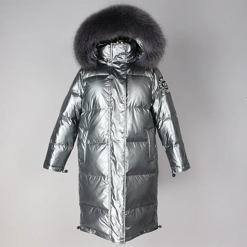 Women's Winter Casual Thick Long Hooded Parka With Raccoon Fur