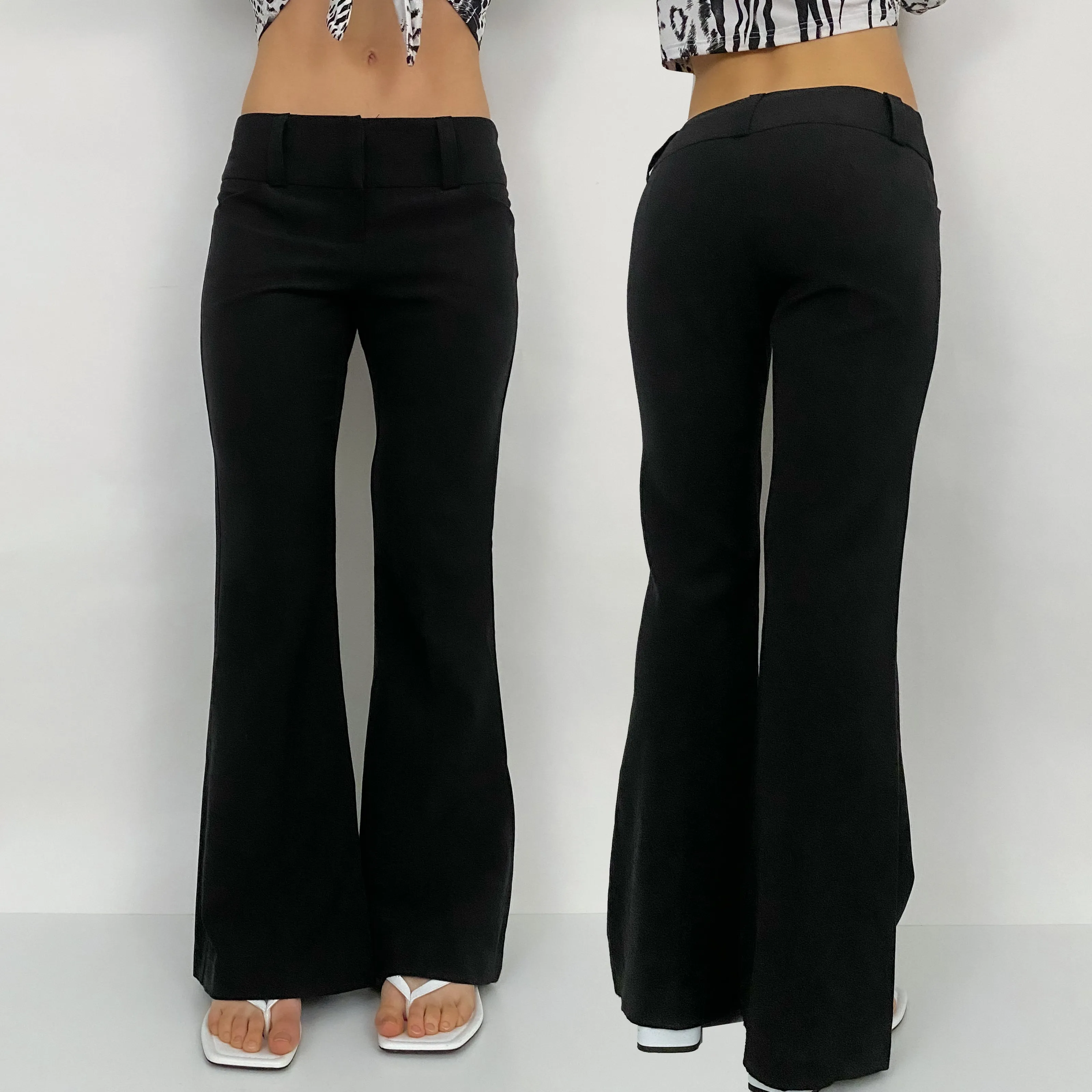 Y2K Black Flare Trousers - Size 3