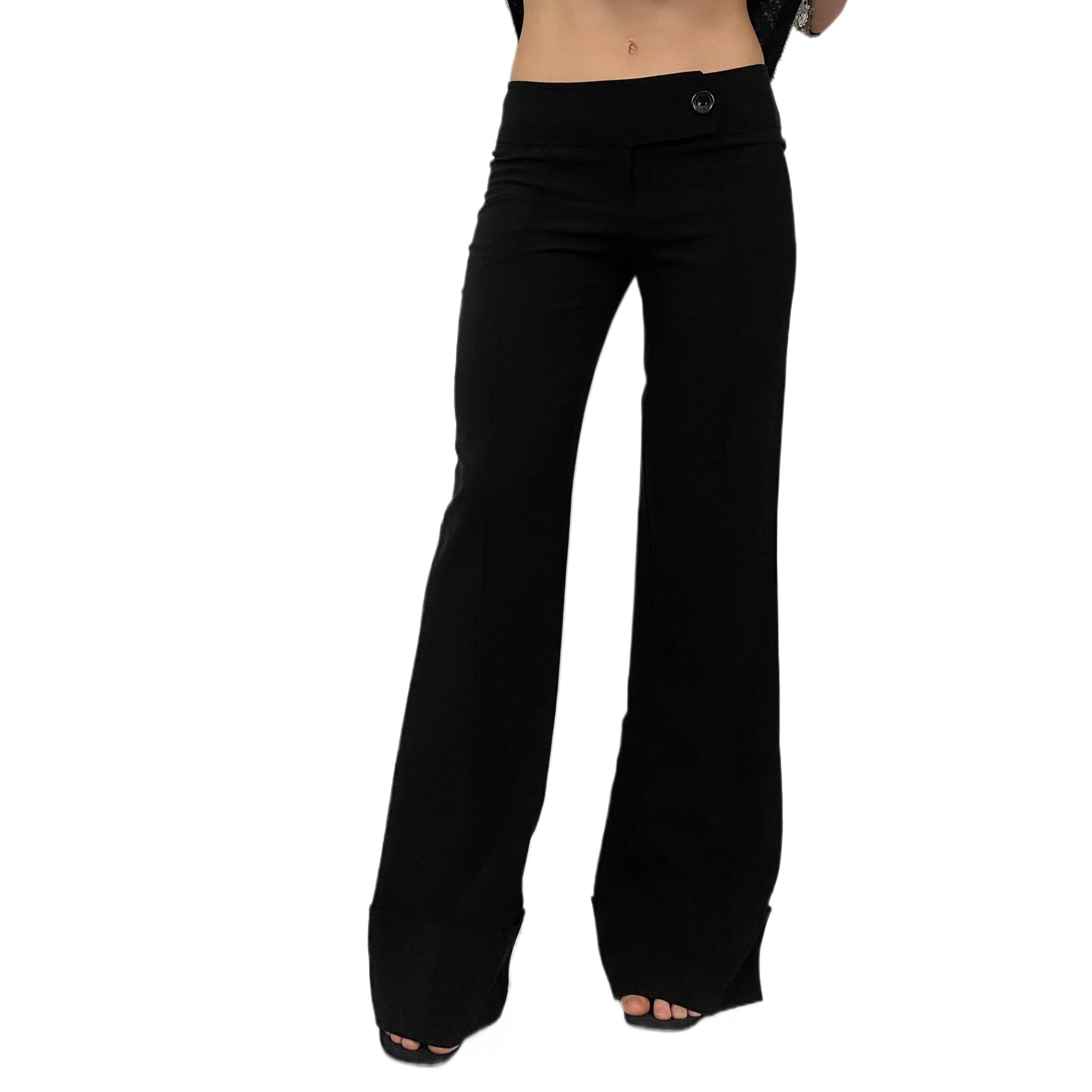 Y2K Black Flared Low Rise Trousers (S)