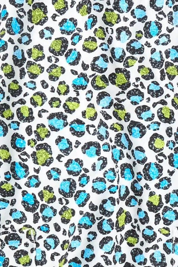 Z17213 Cheetah Bling Women's Print Scrub Top