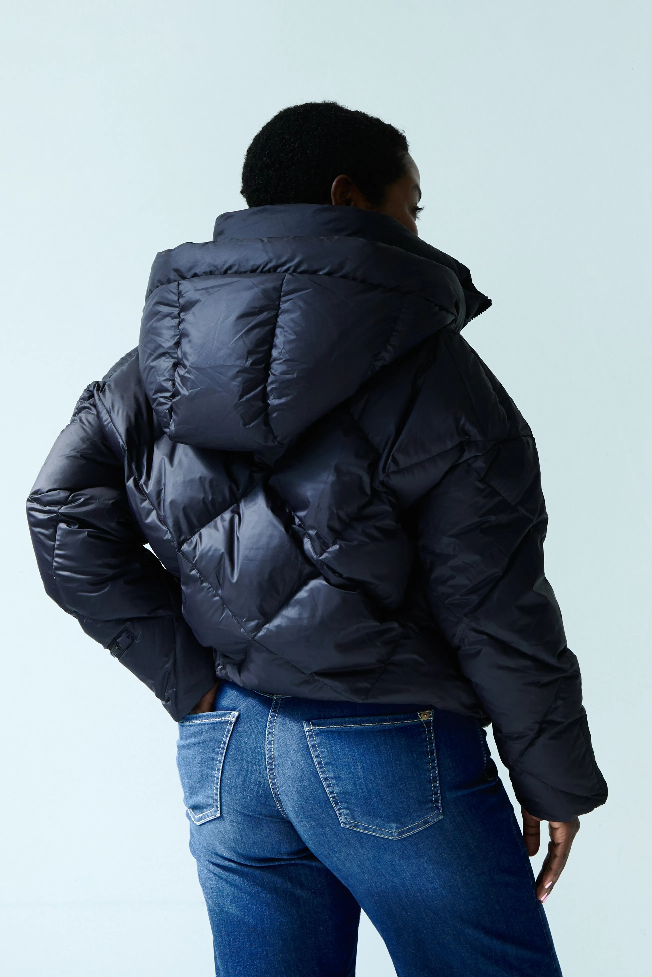 Zoe Down Bomber Jacket | Black