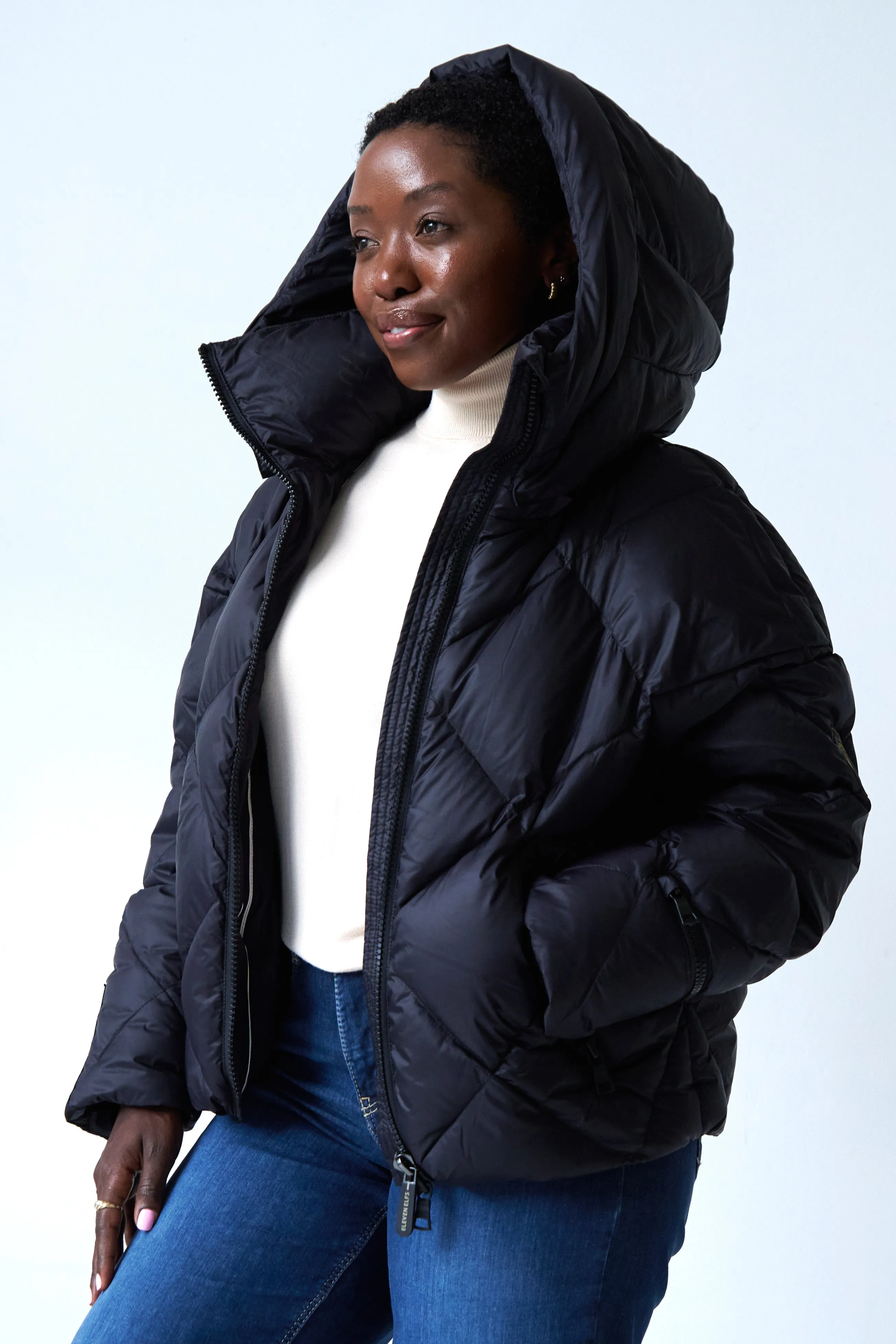 Zoe Down Bomber Jacket | Black