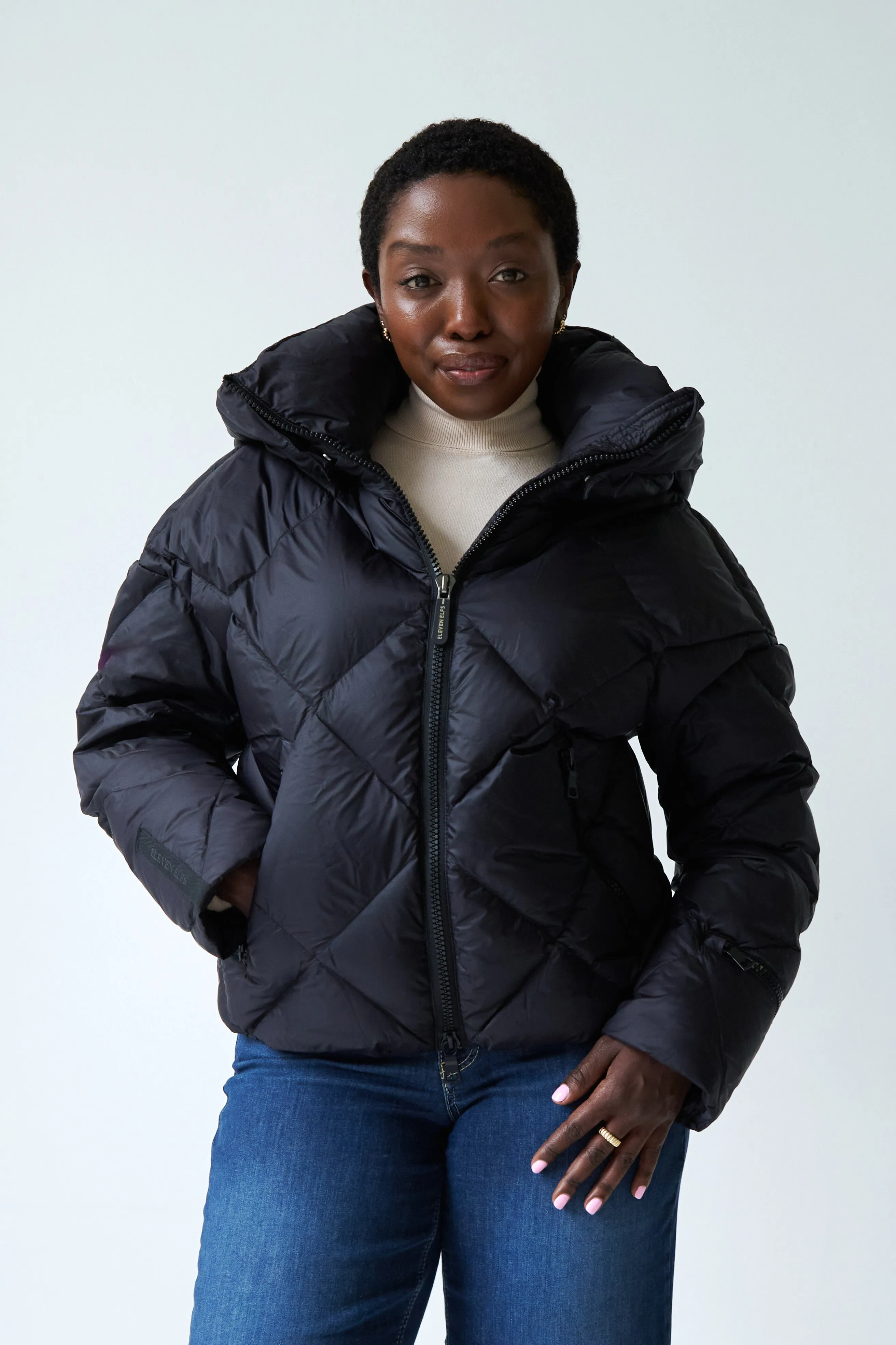Zoe Down Bomber Jacket | Black